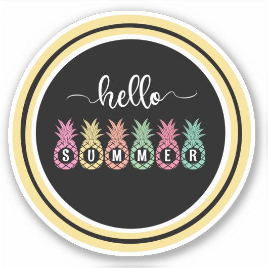 hallo zomeranananas Aangepaste vinylSticker Sticker (Voorkant)