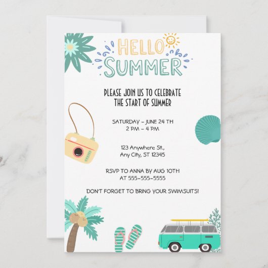 hallo zomerfeest  kaart (Voorkant)