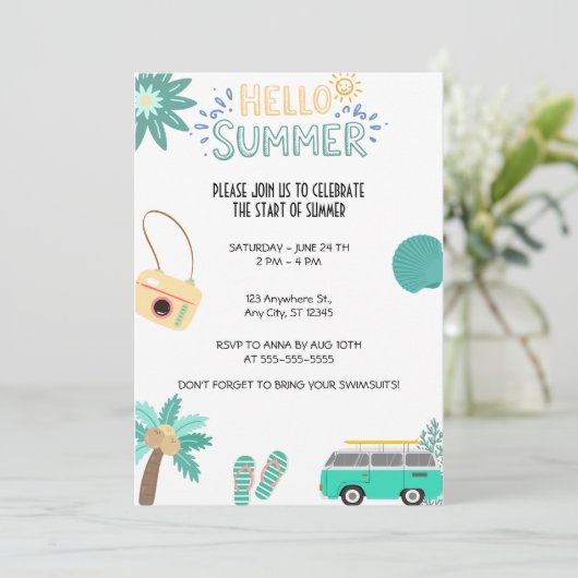 hallo zomerfeest  kaart (Staand voorkant)