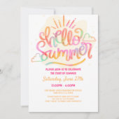 Hallo zomerfeest, laatste schooldag, zwembadfeestj kaart (Voorkant)