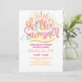 Hallo zomerfeest, laatste schooldag, zwembadfeestj kaart (Staand voorkant)