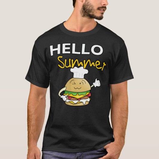 hallo zomerhamburger met chef-pet zoo-verjaardag t-shirt (Voorkant)