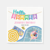 hallo zomerkleurige banengroep Birthday Servet (Voorkant)