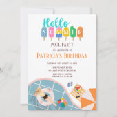 hallo zomerkleurige Ice Creams Pool Party Bday Kaart (Voorkant)