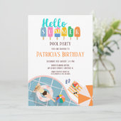 hallo zomerkleurige Ice Creams Pool Party Bday Kaart (Staand voorkant)