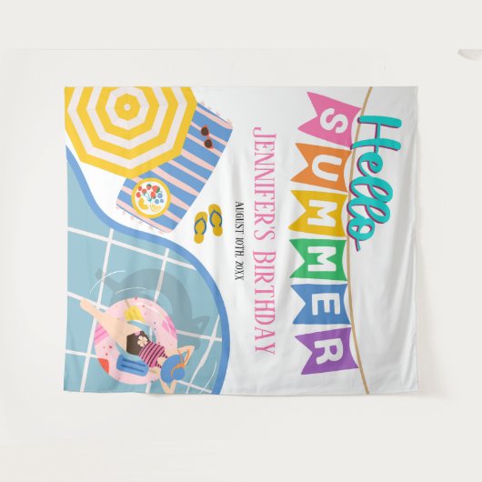 hallo zomerkleurige poolfeestachtergrond wandkleed (Voorkant (horizontaal))