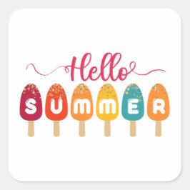 hallo zomerkleurige populatie vierkante sticker