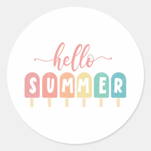 Hallo Zomerpastel Popsicles Ronde Sticker (Voorkant)