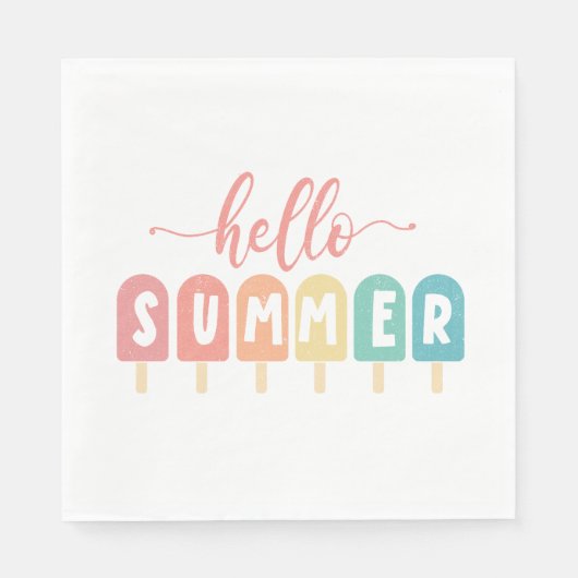Hallo Zomerpastel Popsicles Servet (Voorkant)
