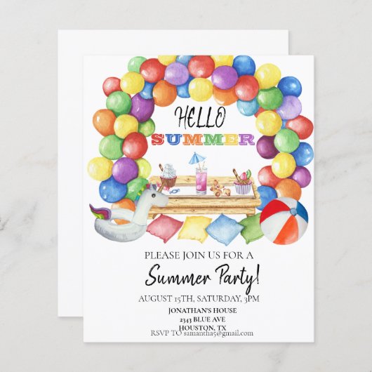 hallo zomerpool Colorful Waterverf (Voorkant / Achterkant)