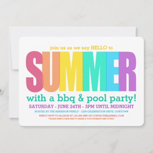 hallo zomerpool kaart (Voorkant)