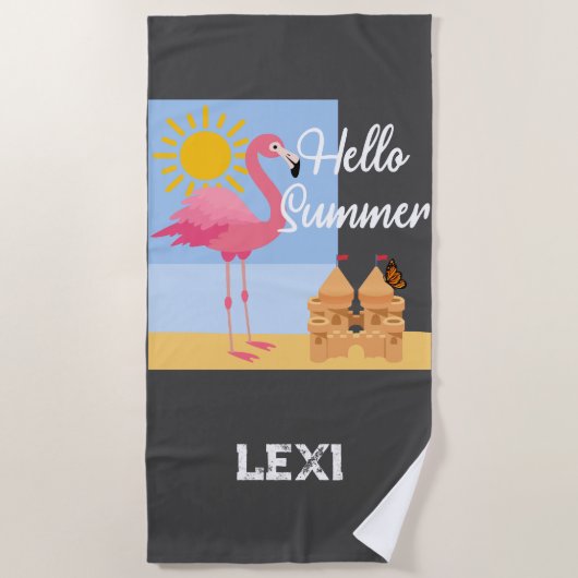 hallo zomerroze Flamingo Design - Beach Towel Strandlaken (Voorkant)