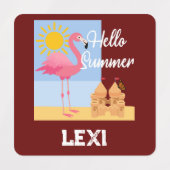 hallo zomerroze flamingo Ontwerp - Klein vierkant Labels (Design 2)