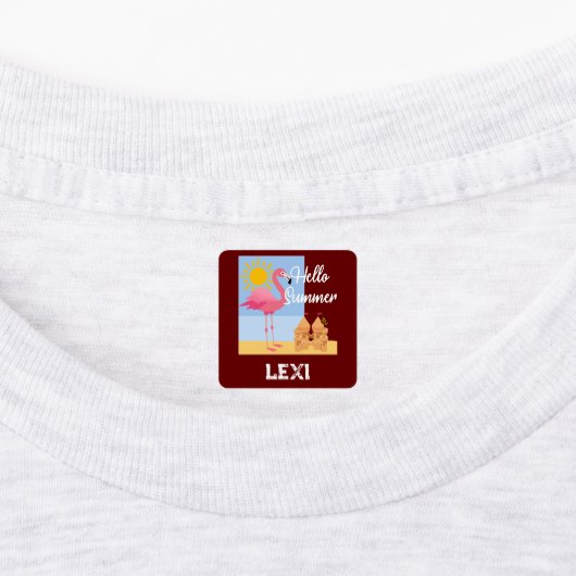 hallo zomerroze flamingo Ontwerp - Klein vierkant Labels (Aangebracht)