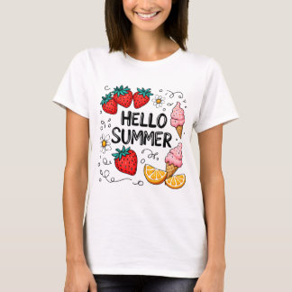 Hallo Zomerse Shirt – Schattigee aardbei en ijs