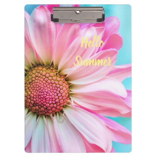 Hallo Zomertekst met Bloem Klembord (Voorkant)