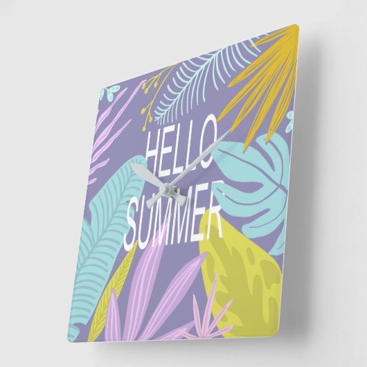 hallo zomertropisch | Klok voor vierkante muur (Hoek)