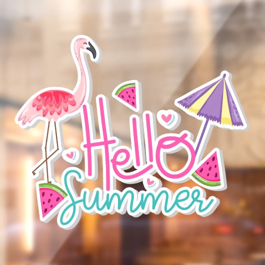 hallo zomertropische Flamingo Watermeloen Paradise Raamsticker (Vel 2)