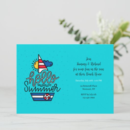 hallo zomeruitnodiging kaart (Staand voorkant)