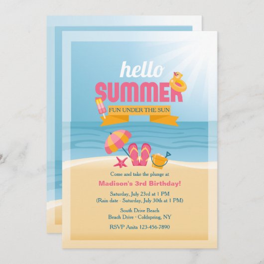 hallo zomeruitnodiging kaart (Voorkant / Achterkant)