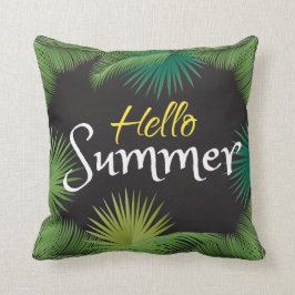 hallo zomervakantie met tropische palm Green Leafs Kussen