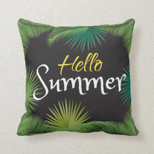 hallo zomervakantie met tropische palm Green Leafs Kussen