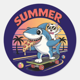 hallo zomervakantie ronde sticker
