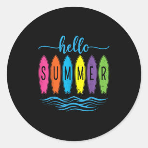 Hallo Zomervakantie Vibes Shirt - Summer Beach S Ronde Sticker