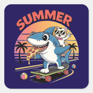 hallo zomervakantie vierkante sticker