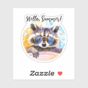 Hallo Zomerwasbeer in zonnebril Waterverf Sticker