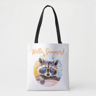 Hallo Zomerwasbeer in zonnebril Waterverf Tote Bag