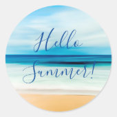 hallo zomerzandstrand zee-zee oceaan ronde sticker (Voorkant)