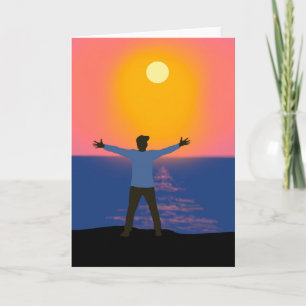 Hallo Zon Magische Zonsondergang Strand Scène Kaart