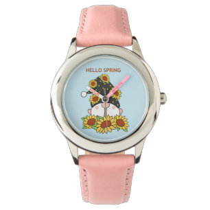 hallo Zonnebloem Gnome Character Cartoon Horloge