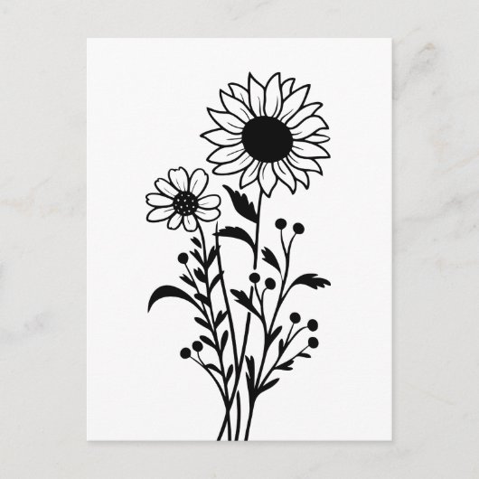 Hallo Zonnebloemen Land Bloemen Denken aan U, Briefkaart (Voorkant)