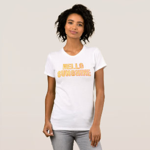 hallo Zonnegeel Oranje Roze Retro Style T-shirt