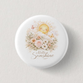 Hallo Zonneschijn Bloemige Zon Knoop Ronde Button 3,2 Cm