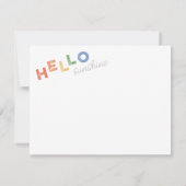 Hallo Zonneschijn Geïllustreerd Opgewekt Notitiekaartje (Achterkant)