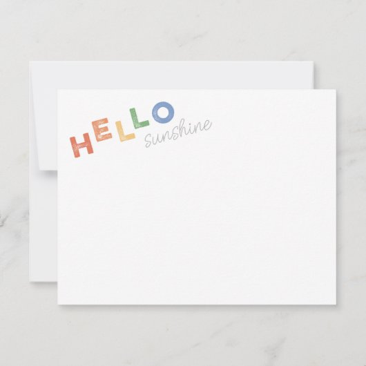 Hallo Zonneschijn Geïllustreerd Opgewekt Notitiekaartje (Achterkant)