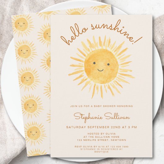 Hallo Zonneschijn Genderneutraal Boho Baby shower Kaart