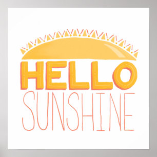 Hallo Zonneschijn Hand belettering Poster