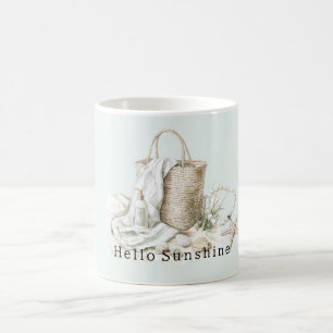 Hallo Zonneschijn Mint Strand Schelpen Zeester Tas Koffiemok