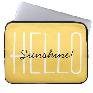 Hallo Zonneschijn Moderne Typografie Geel Laptop Sleeve