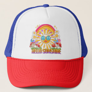 Hallo Zonneschijn Retro Hippie Zomer Regenboog Des Trucker Pet