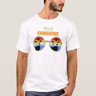 Hallo Zonneschijn Retro Zonnebril Tropisch Strand T-shirt