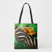 Hallo Zonneschijn Zwart Wit Strepen Vlinder Foto Tote Bag (Voorkant)
