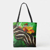 Hallo Zonneschijn Zwart Wit Strepen Vlinder Foto Tote Bag (Achterkant)