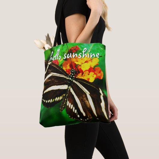 Hallo Zonneschijn Zwart Wit Strepen Vlinder Foto Tote Bag (Dichtbij)
