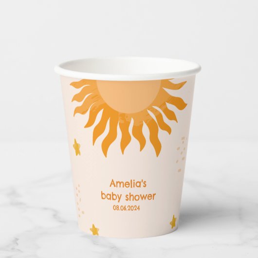 Hallo zonnestraal boho waterverf Sun Baby shower Papieren Bekers (Voorkant)