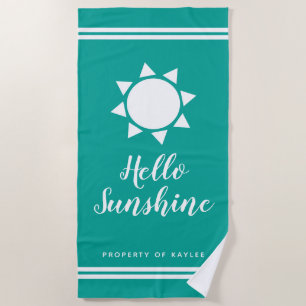 hallo Zonnezomerbadhanddoek met aangepaste naam Strandlaken
